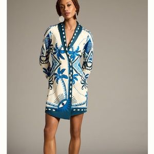 NWT Farm Rio blue white blazer dress small